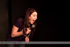 Susan Murray performing at the Red Imp stand up comedy club in East London